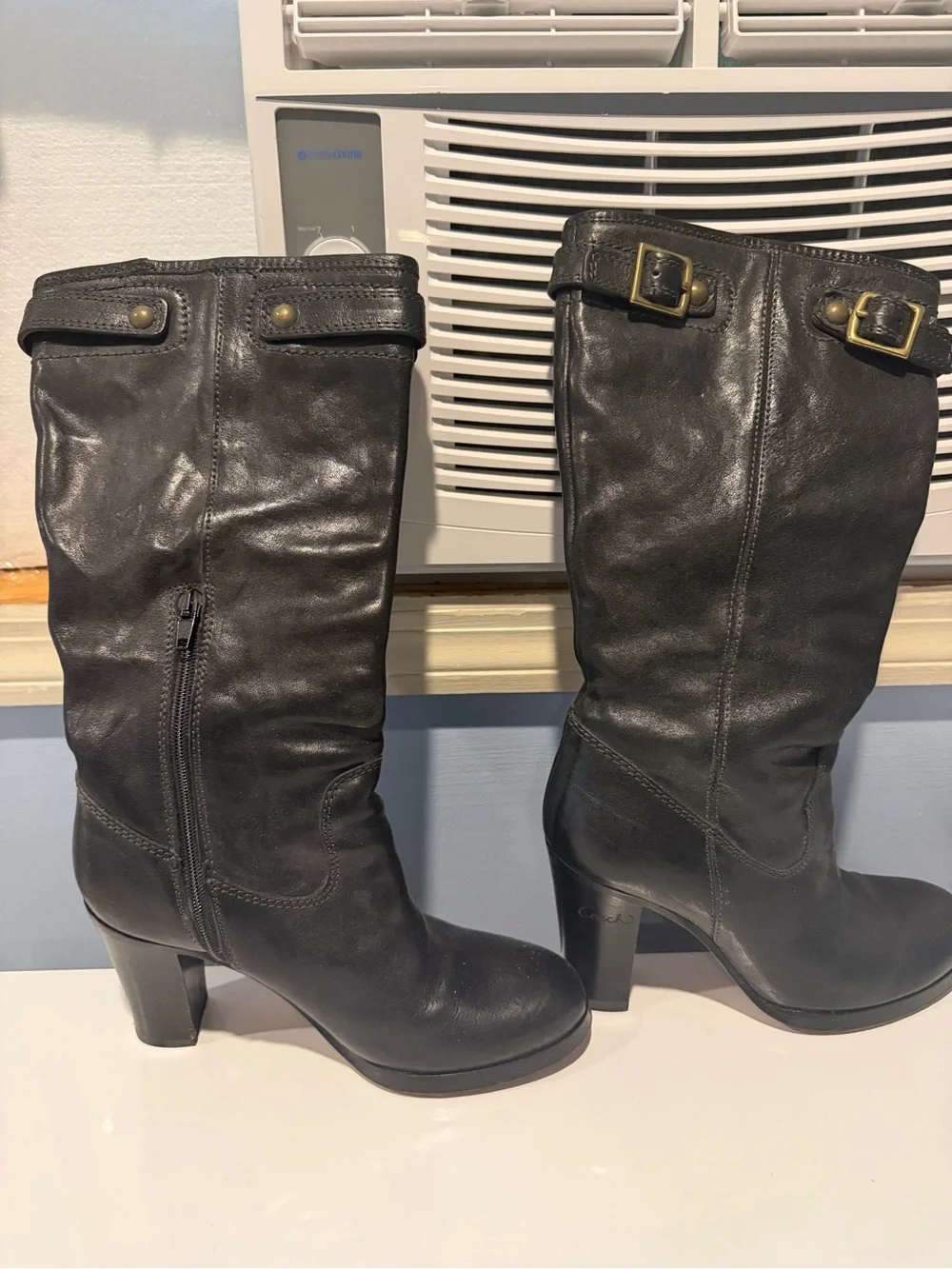 Coach Black Leather Knee-High Women's Boots